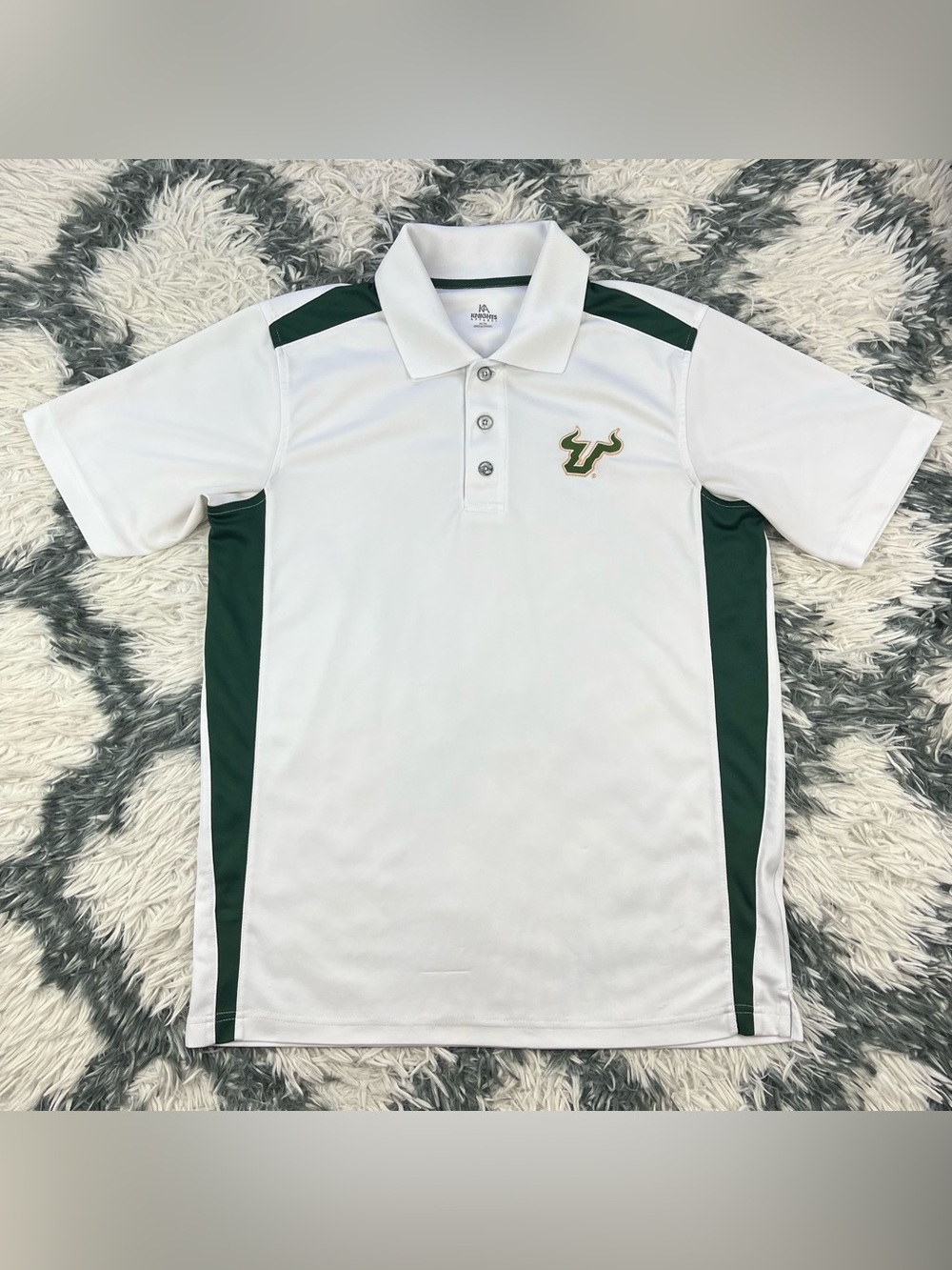 Knights Apparel Men’s White Green University Of South Florida Polo Shirt Size M